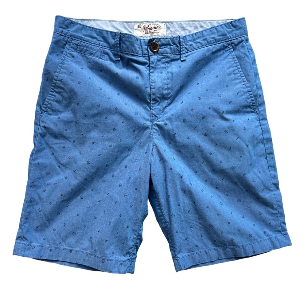 Original Penguin Short Men's Slim‎ 8" Short in Blue with Pattern Size: 30